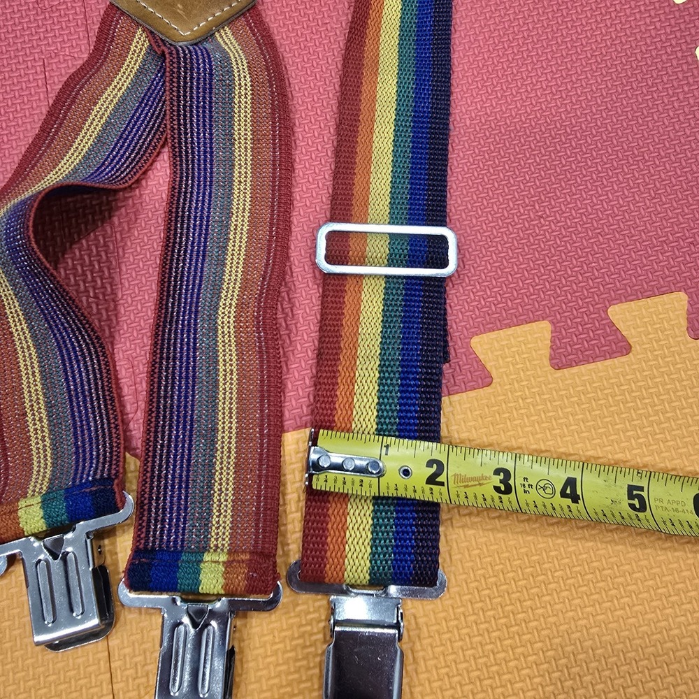 Vintage Nicholas Rainbow‎ Striped Suspenders Braces Made in USA No. 113 Retro - Picture 7 of 9